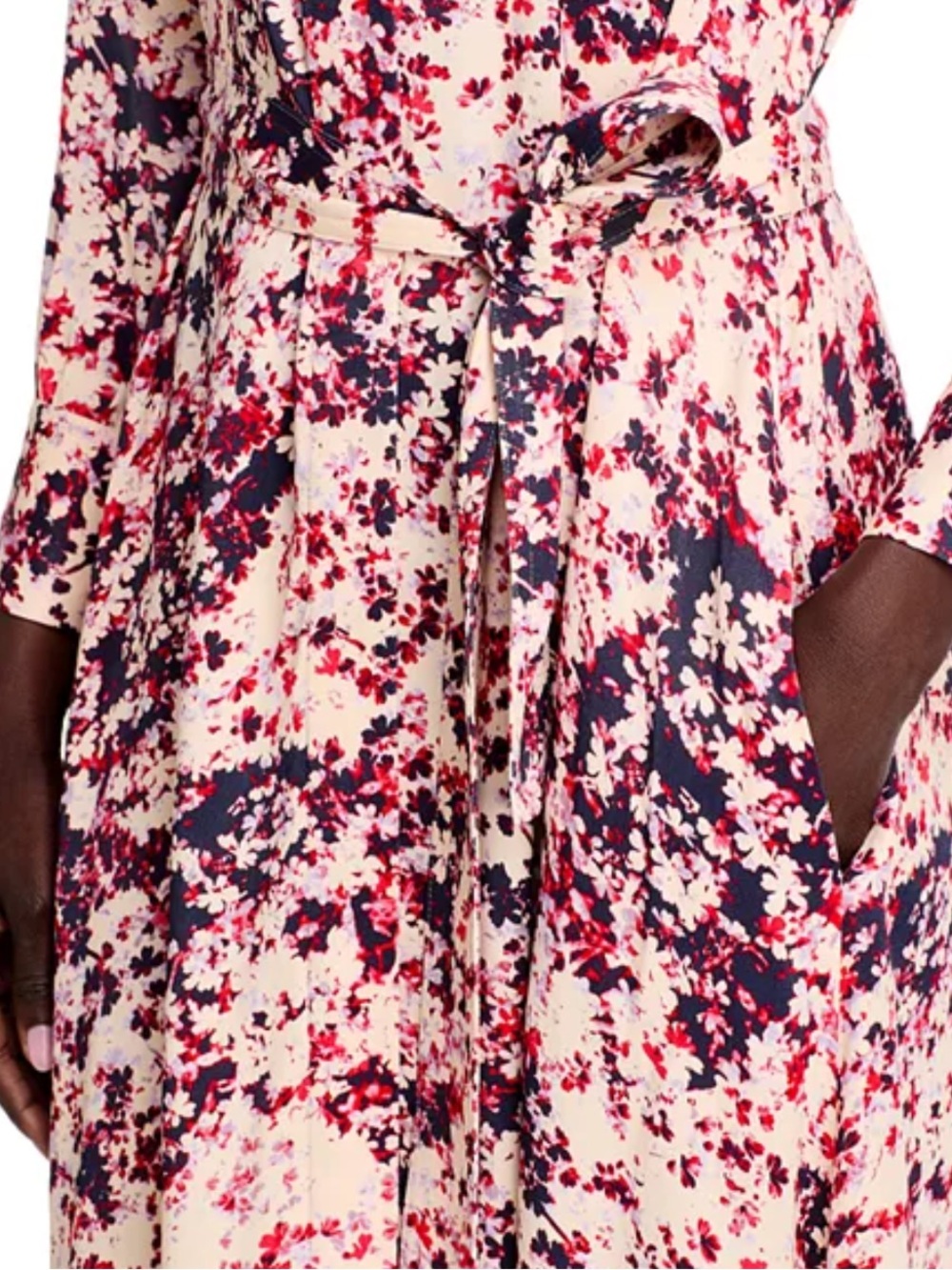 Boss Hugo Boss Sz 6 Dress Long Sleeve Floral Shirtdress Midi Classic Fall Luxury - Picture 4 of 14